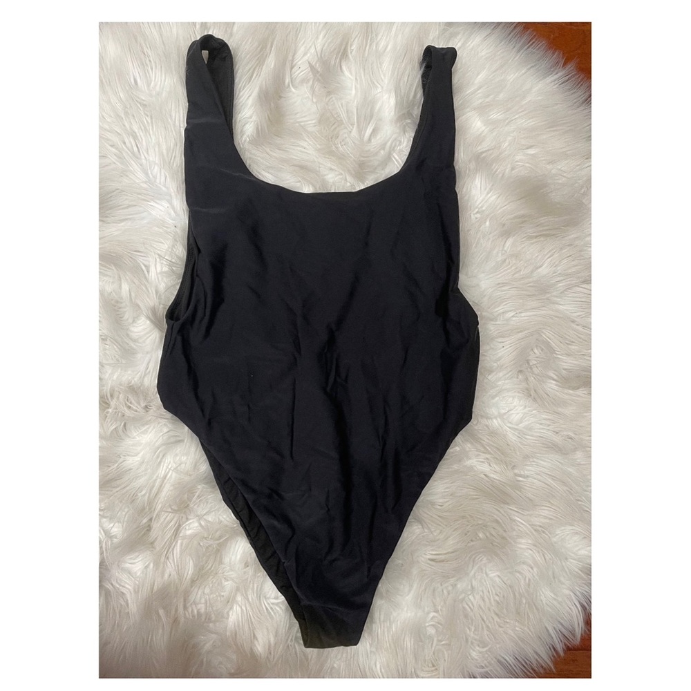 Black one piece bathing suit